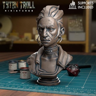 gang leader female bust pre-supported tytantroll miniatures Tabletop Characters & Creatures Store dragons dungeons scale miniature bethesda dnd dishonored 32mm busts presupported 3d print model - Mito3D