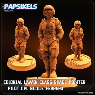 colonial lawin class space fighter pilot cpl nicole ferrero papsikels miniatures Tabletop Characters & Creatures Store 3d print model - Mito3D