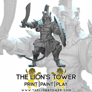 leonin warrior falcata 1 32mm scale presupported miniature lion's tower adventurers guild Tabletop Characters & Creatures Board Games barbarian fantasy fighter greek rpg warhammer dungeonsanddragons dnd pathfinder frostgrave dandd hoplite theros icewinddale shadowdeep 3d print model - Mito3D