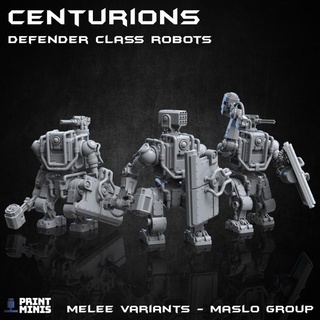 centurions x3 - melee robots doomsday collection print minis android industrial machine robot sci-fi mech cyberpunk automata dieselpunk 3d print model - Mito3D