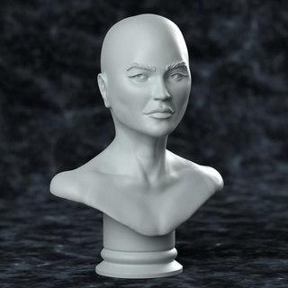 female academic bust ogareg miniatures Education Art Fan Busts anatomy bald 3d print model - Mito3D