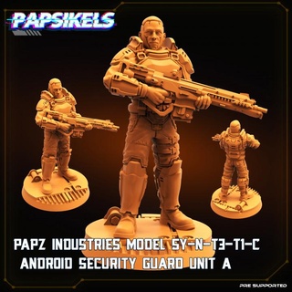 papz industries model sy-n-t3-t1-c android security guard unit papsikels miniatures Tabletop Characters & Creatures Board Games Store rifle 3d print model - Mito3D