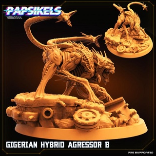 gigerian skull hunter hybrid b papsikels miniatures  Tabletop Tabletop Characters & Creatures Board Games Tabletop Store hybrid base  3d print model - Mito3D