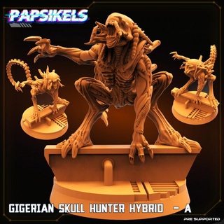 gigerian skull hunter hybrid papsikels miniatures Tabletop Characters & Creatures Board Games Store base 3d print model - Mito3D