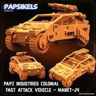 papz industries colonial fast attack vehicle manet j4 papsikels miniatures Tabletop Vehicles & Machines Board Games Store 3d print model - Mito3D