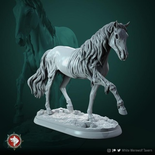 fantasma caballo 32mm pre supported blanco hombre lobo taberna mesa caracteres criaturas tablero juegos Tienda criatura juego guerra dnd pionero dndcreature 3d print model - Mito3D