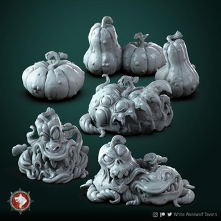 pumpkin mimics set 6 miniatures pre-supported white werewolf tavern Tabletop Characters & Creatures Board Games Store boardgame tabletop dnd mimic dndcharacter 3d print model - Mito3D