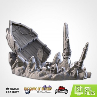 crashed ship dice tower txarli factory Tabletop accessories 3D Printable Terrain fantasy rpg table top warhammer magic towers role end tabletop rol d&d dnd pathfinder fates 3d print model - Mito3D