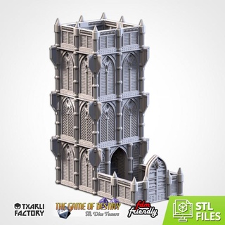 cathedral tower dice txarli factory Tabletop accessories 3D Printable Terrain fantasy rpg table top warhammer magic towers role end tabletop rol d&d dnd pathfinder fates 3d print model - Mito3D