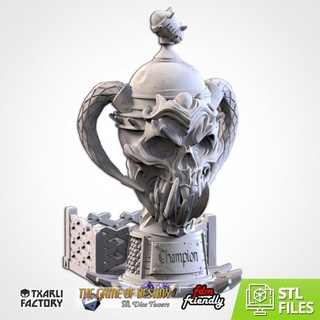 skull trophy dice tower txarli factory Tabletop accessories 3D Printable Terrain bowl fantasy football rpg table top warhammer blood magic towers role end tabletop rol d&d dnd pathfinder fates 3d print model - Mito3D