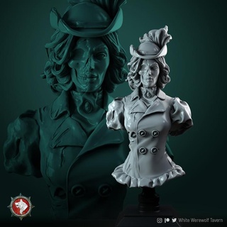 dama Rebecca bahly busto pre supported blanco hombre lobo taberna mesa caracteres criaturas Tienda fantasma juguetes mujer bustos 3d print model - Mito3D