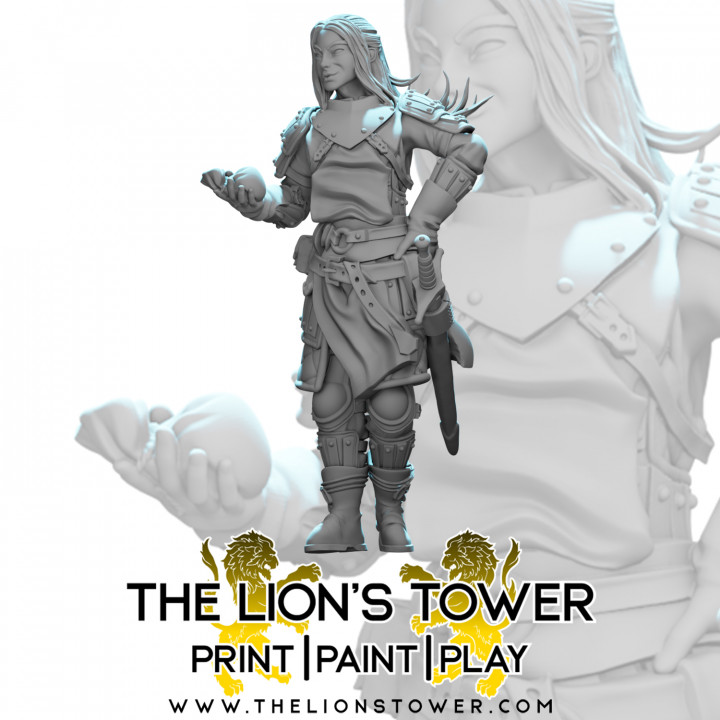 mercenary company - nell 32mm scale presupported miniature lion's tower adventurers guild Tabletop Characters & Creatures fantasy fighter human rpg warhammer dungeonsanddragons dnd pathfinder frostgrave dandd cityguard icewinddale citywatch shadowdeep flamingfist splintmail blackcompany 3D print model - Mito3D