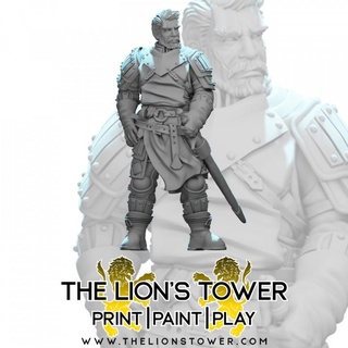 mercenary company - izzo 32mm scale presupported miniature lion's tower adventurers guild Tabletop Characters & Creatures fantasy fighter human rpg warhammer dungeonsanddragons dnd pathfinder frostgrave dandd cityguard icewinddale citywatch shadowdeep flamingfist splintmail blackcompany 3d print model - Mito3D