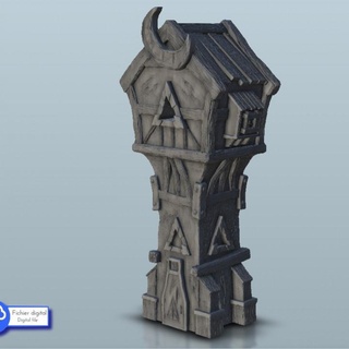 tower moon pattern - warhammer age sigmar bolt action flames war scenery terrain wargame modern hartolia miniatures Tabletop accessories 3D Printable Terrain Store building medieval ork fantastic 3d print model - Mito3D