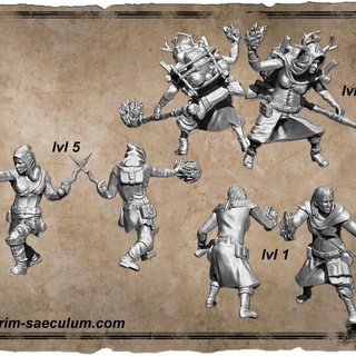 3x female mage miniatures set -stl files- dirk lorenz Tabletop Characters & Creatures Store mini warhammer figures miniature wargame 32mm 3d print model - Mito3D