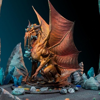 ancient gold dragon glimmerheart anima games  Tabletop Tabletop Characters & Creatures ancient dragon dungeons gem gold statue miniature crystal colossal huge corrupted gemstone d&d dnd gargantuan gemstones  3d print model - Mito3D
