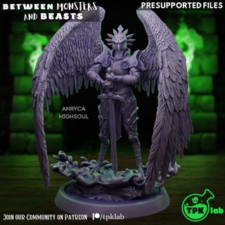 anryca highsoul tpk lab Tabletop Characters & Creatures Store bird dragons dungeons female fighter rpg sword miniature tabletop paladin d&d 32mm aarakocra ttrpg presupported birdfolk 3d print model - Mito3D