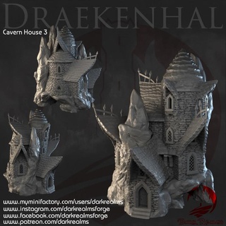 Sombrio reinos salão dragão caverna casa 3 forja tampo mesa acessórios 3D imprimível terreno loja fantasia 3d print model - Mito3D
