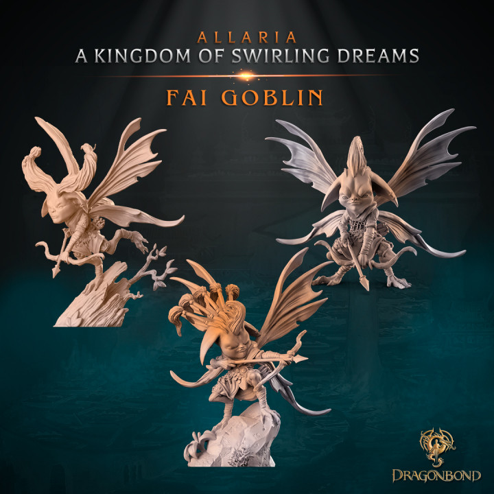 fai goblin 3 models included draco studios Tabletop Characters & Creatures collection dragons dungeons rpg miniature dnd goblins humanoids dragonbond 3D print model - Mito3D