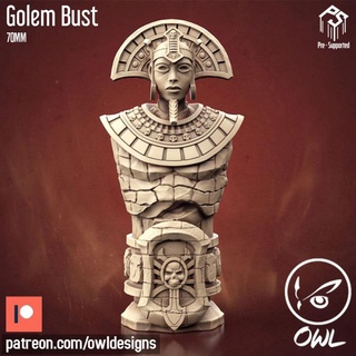 golem bust owl Tabletop accessories Characters & Creatures egyptian figure miniature boardgames tabletop dnd 75mm 70mm 3d print model - Mito3D