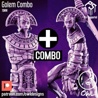 golem combo pack owl Tabletop Characters & Creatures bust egyptian figure mini miniature boardgames tabletop full dnd 75mm 70mm 3d print model - Mito3D