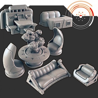 sci-fi scenry - furnishings 1 support-free evan carothers  Tabletop Tabletop accessories Tabletop Tabletop Characters & Creatures Sci-Fi Universe Tabletop 3D Printable Terrain Store furniture scifi  3d print model - Mito3D