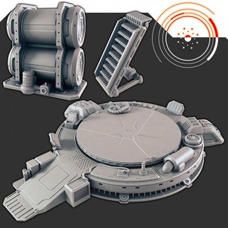 sci-fi scenery - landing pad hangar accessories support-free evan carothers Tabletop Characters & Creatures Sci-Fi Universe Vehicles Machines Store scifi 3d print model - Mito3D