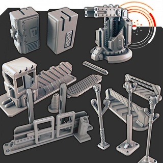 sci-fi scenery - security set support-free evan carothers  Tabletop Tabletop accessories Tabletop Tabletop Characters & Creatures Sci-Fi Universe Tabletop Tabletop Vehicles & Machines Store scifi security  3d print model - Mito3D