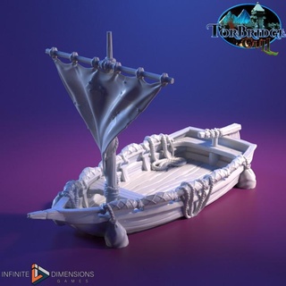 fishing skiff infinite dimensions games Tabletop Characters & Creatures Fantasy Universe Vehicles Machines Store 3D Printable Terrain boat fantasy medieval river terrain sail abbey row wightwood torbridge cull 3d print model - Mito3D