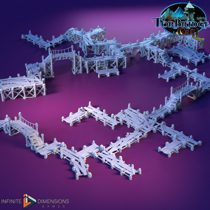 modular muelles infinito dimensiones juegos Tienda mesa 3D imprimible terreno fantasía muelle medieval río agua puente abadía wightwood torbridge desecho frente mar 3D print model - Mito3D