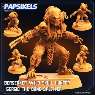 berserker wild skull hunter sergio bone splitter papsikels miniatures Tabletop Characters & Creatures Store 3d print model - Mito3D