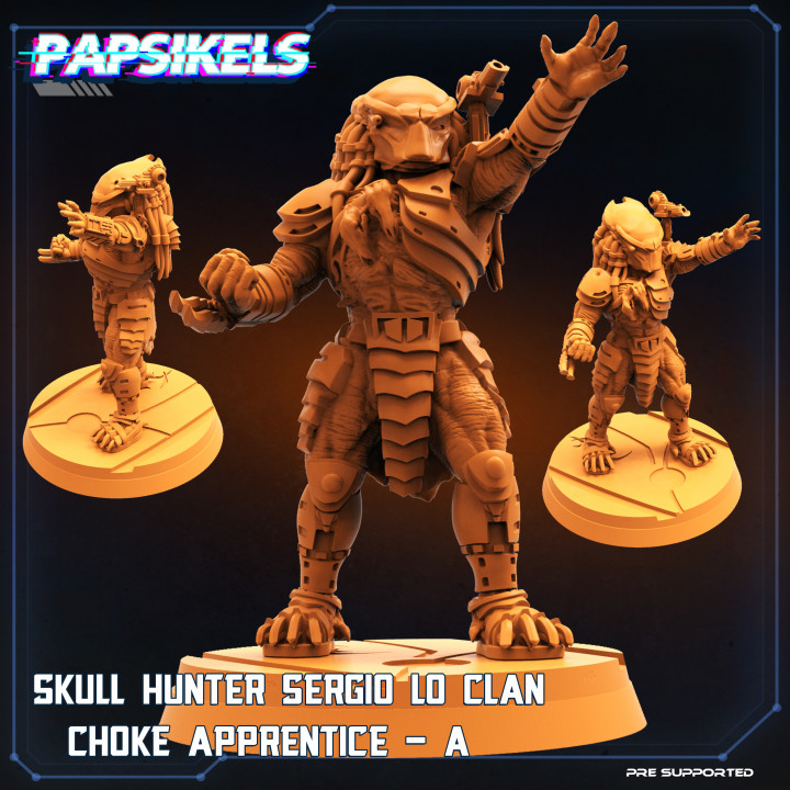 skull hunter sergio lo clan choke apprentice - papsikels miniatures Tabletop Characters & Creatures Sci-Fi Universe Store 3D print model - Mito3D