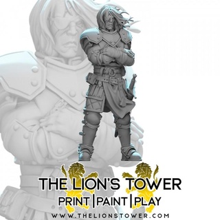 mercenary company - captain zed 32mm scale presupported miniature lion's tower adventurers guild Tabletop Characters & Creatures fantasy fighter human rpg warhammer dungeonsanddragons dnd pathfinder frostgrave dandd cityguard icewinddale citywatch shadowdeep flamingfist splintmail blackcompany 3d print model - Mito3D