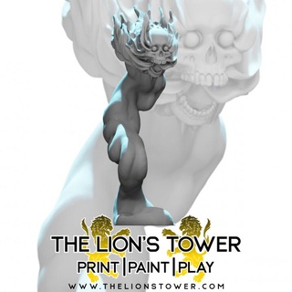 flaming skull 32mm scale presupported miniature lion's tower adventurers guild Tabletop Characters & Creatures fantasy rpg warhammer dungeonsanddragons dnd pathfinder frostgrave dandd flameskull baldursgate cityguard icewinddale citywatch shadowdeep flamingfist blackcompany 3d print model - Mito3D