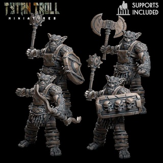 modular bugbear pre-supported tytantroll miniatures Store axe bear bug fantasy shield bow mace creatures dnd shields 3d print model - Mito3D