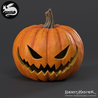 halloween pumpkin beastmaster miniatures Tabletop accessories decoration face fantasy fdm light monster scary spooky sla dnd pathfinder carved 3d print model - Mito3D