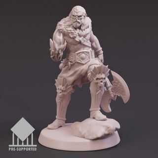 barbarian - masked sorcerer display figure tabletop miniature 28mm&75mm fynn gro e-bley Tabletop Characters & Creatures Store axe dragons dungeons fantasy character realms 28mm dnd 35mm forgotten 75mm academic tundra 3d print model - Mito3D