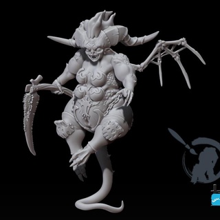glutony stand'art painting  Tabletop Tabletop Characters & Creatures demon 40k boss devil monster warhammer wing evil underworld scythe daemon wargame reaper chaos ugly fat nurgle slaanesh  3d print model - Mito3D
