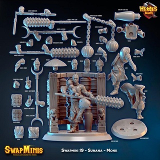 swapmini 19 - sunana monk heroes & beasts Tabletop accessories Characters Creatures Fantasy Universe chinese priest martialarts asian budist 3d print model - Mito3D