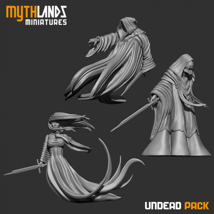 undead pack mythlands miniatures Tabletop Characters & Creatures Fantasy Universe Store ghost rpg miniature 3dprint wraith wargame dungeon spirit dnd 32mm necromancer mythlandsminiatures 3D print model - Mito3D