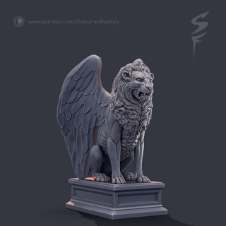 winged lion guardian thesurrealfactory Tabletop Characters & Creatures Fantasy Universe Store animal mythical statue architectural 3d print model - Mito3D