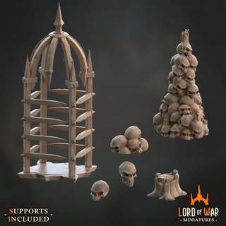 decors bundle presupported lord war miniatures Tabletop accessories 3d dragons dungeons rpg skull top tree world cage weapons resin warcraft role tabletop wargame log ruined cors supported pre pilone 3d print model - Mito3D
