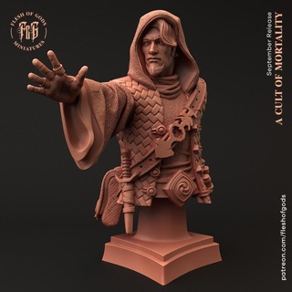 sorcerer - bust flesh gods Tabletop Characters & Creatures Fantasy Universe Board Games Store fantasy human man rpg wizard male mage dnd pathfinder spellcaster flleshofgods 3d print model - Mito3D