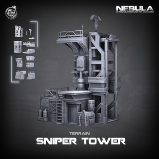 sniper tower pre-supported nebula cast n play Tabletop 3D Printable Terrain Store object terrain map wargame snipe castnplay presupported 3d print model - Mito3D