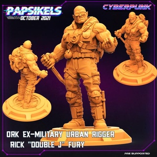 ork ex military urban rigger rick double j fury papsikels miniatures Tabletop Characters & Creatures Store orc cyberpunk shadowrun 3d print model - Mito3D