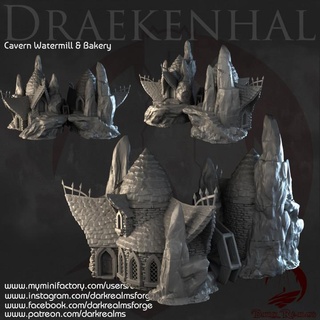 sombre royaumes salle dragon caverne moulin eau boulangerie forger table 3D imprimable terrain boutique fantaisie 3d print model - Mito3D