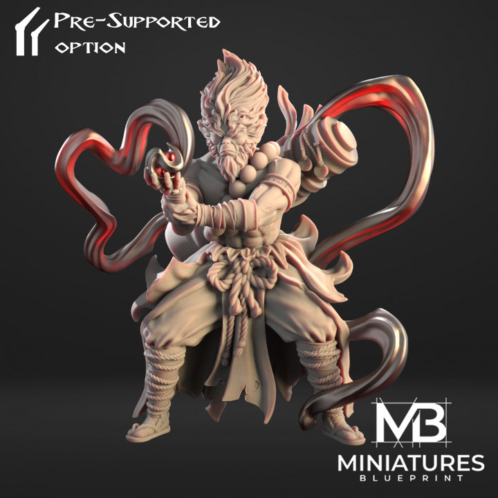 sun wukong monkey king miniatures blueprint Toys & Games Tabletop Characters Creatures Fantasy Universe Board Store art chinese dragons fantasy japanese master monk mage tabletop power dungeon spell korean dnd martial shaolin 3D print model - Mito3D