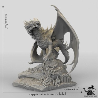 colossal unique dragon diorama 325mm 13 inch height 2moronic miniatures Tabletop Characters & Creatures Store board dungeons fantasy game mini rpg miniature tabletop d&d pathfinder dwarves 5e pre-supported swargard 3d print model - Mito3D