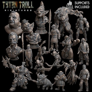 tribes welcome pack pre-supported tytantroll miniatures Store dragons dungeons fantasy mini scale minis dnd 32mm 3d print model - Mito3D