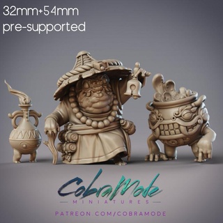 sarashino hikiga toad spirit-binder pre-supported cobramode Tabletop Characters & Creatures female woman witch frog spirit animate sorceress binder supported 3d print model - Mito3D